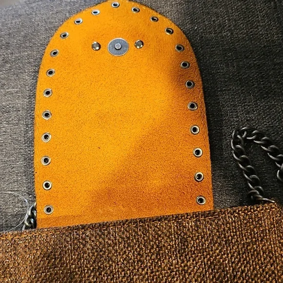 Western Brown Cowgirl Turquoise & Silver Accentsq Crossbody Canvas Tooled Han… - Picture 5 of 10